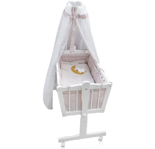 Produktbild Vitalispa ® Babybett in Weiß/Beige, 100 x 77 cm mit Rollen