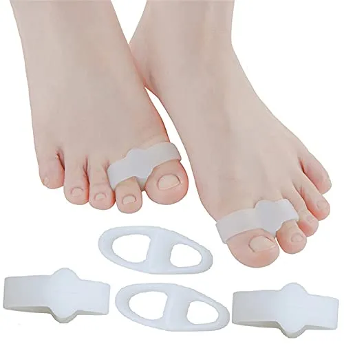 feifanshop 4 Stück Silikon Zehenspreizer bei Hallux Valgus Universalgröße, Ballenzeh-Korrektor, Zehentrenner mit 2 Schlaufen, Gel Zehenkorrektor