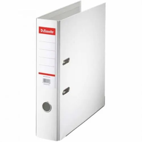 Esselte Plastik 10 Ordner Standard, DIN A4, 75 mm, weiß - Ringbuchordner aus robustem Plastik, ideal für die Aufbewahrung und Organisation von Dokumenten im Büro oder Zuhause.