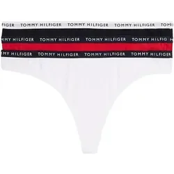 Tommy Hilfiger Damen Strings Tangas, Mehrfarbig (White/Desert Sky/Primary Red), S - Funktionsunterwäsche: Hochwertige Strings aus 74 % Bio-Baumwolle für ein angenehmes Tragegefühl und perfekten Sitz, ideal für die selbstbewusste Frau.