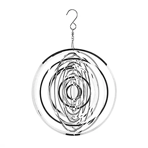 Tiardey 3D Metall Wind Spinner Rotierend Flie?end-Lichteffekt Design Windspiele Hausgarten Dekoration Outdoor Geschenk Gl?nzend - Rund