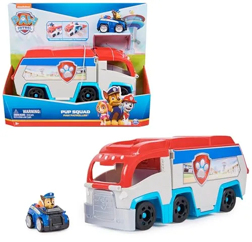 PAW PATROL Pup Squad Mini-Patroller - Teamfahrzeug mit Chase-Spielzeugauto, aufregende Verwandlung und ideal für Kinder ab 3 Jahren