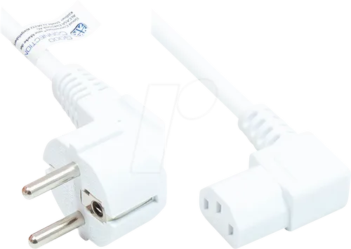 GC P0131-W018 - Netzkabel Typ E+F CEE 7/7 auf C13, weiß, 0,75 mm², 1,8 m