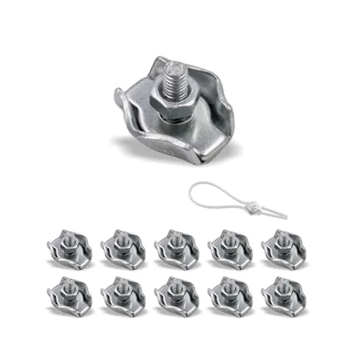 10x SIMPLEX Seilklemmen - Drahtseilklemme mit M4 Sicherungsmutter, NG2 für Seile von Ø1,5mm bis Ø2,0mm, Stahl | verzinkt