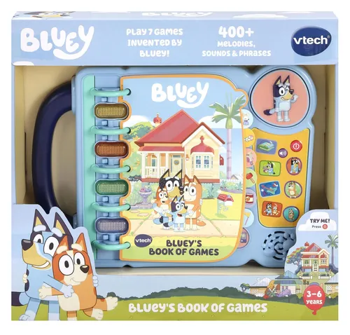 VTech Bluey's Book of Games Offizielles Bluey Book Interaktives Kinderbuch Lernspielzeug mit 4 Lernmodi Geschenk für Kinder Alter 3 4 5 6 Jahre Englische Version
