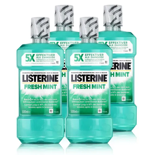 Listerine Mundspülung Fresh Mint 500ml - Erfrischende Mundpflege (4er Pack) - Listerine Mundspülung Fresh Mint 500ml im praktischen 4er Pack für eine erfrischende Mundpflege. Ideal für den täglichen Gebrauch und sorgt für ein sauberes Gefühl im Mund.