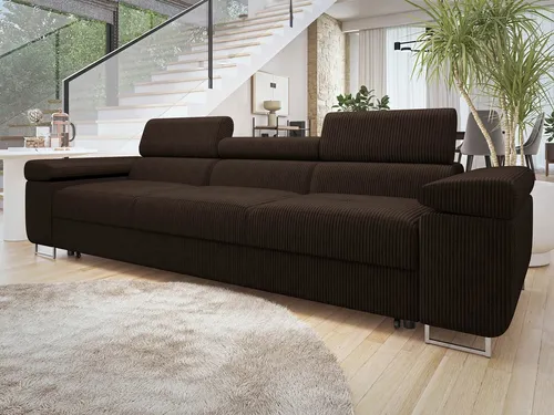 MIRJAN24 Schlafsofa Torezio 3 Bis Cord mit Schlaffunktion - Stylisches 3-Sitzer Schlafsofa mit verstellbaren Kopfstützen, ideal für Wohnzimmer. Maße: 263x102x70-90 cm, bietet eine großzügige Schlaffläche von 192x124 cm – perfekt für Gäste!