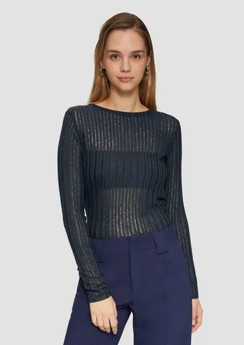 QS Langarmshirt T-Shirt Leicht transparentes Longsleeve mit Strukturmuster