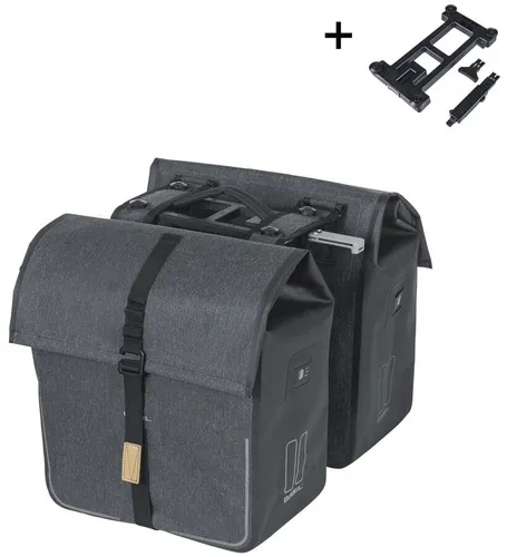 Basil Navigator M Fahrradtasche, 14ltr, wasserdicht mit MIK Studs - Fahrradtasche mit 14 Litern Fassungsvermögen, 100 % wasserdicht (IPX 3) und abnehmbarem Schultergurt für maximalen Komfort unterwegs.