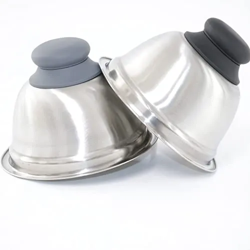 Kerafactum Burgerglocke Burger Cloche Glocke Set Burgerhaube Abdeckung Haube Silkongriff für Cheeseburger Hamburger Edelstahl Abdeckhaube Pattys Grillen Käse Cheese schmelzen lassen Edelstahlhaube