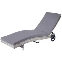 Sonnenliege MCW-D80, höhenverstellbare Gartenliege aus Poly-Rattan - Gartenliegen mit 5-facher Höhenverstellung und wasserabweisenden Bezügen. Ideal für entspannte Stunden im Freien, flexibel dank praktischer Räder.