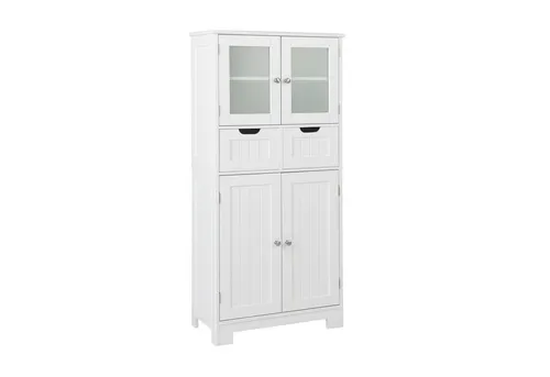 KOMFOTTEU Mehrzweckschrank Badezimmerschrank mit verstellbaren Regalen, 60x30x128 cm