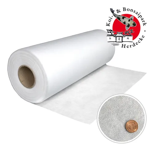 Koi Herdecke Filtervlies 20g/m² 75cm x 200m - Teichfiltermedien, hochwirksames Filtervlies für klare Teichwasser, ideal für Koi- und Gartenteiche.