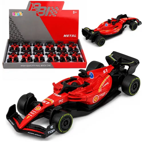 Formel-Rennwagen aus Metall, Rückziehantrieb, Rot, Maßstab 1:43