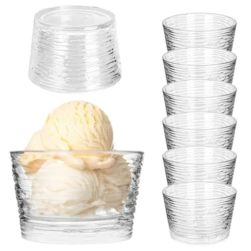 KADAX Eisbecher aus Glas, 6er Set, 290ml, Dessertgläser mit Fuß, Eisschalen für Eis, Desserts & Obst, Eisgläser, Dessertschalen, Spülmaschinenfest (Modell 4)