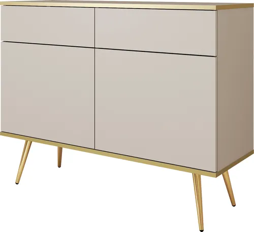 Kommode: Beige, goldene Beine, 107x85x39 cm