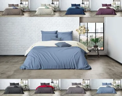 MISTRAL HOME Uni Einfarbig Wende Bettwäsche Edel Perkal 240x220 cm - Bettwäsche-Sets aus 100% ägyptischer Baumwolle, atmungsaktiv und strapazierfähig. Wenden Sie die Bettwäsche für verschiedene Looks und verleihen Sie Ihrem Schlafzimmer einen königlichen Touch.