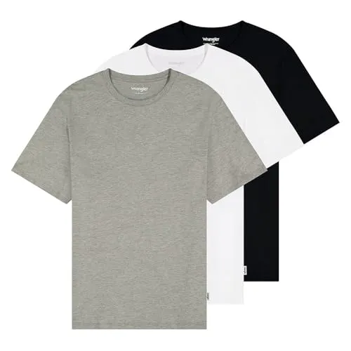 WRANGLER 3-PACK TEE Herren T-Shirts - Herren-Shirts im 3er-Pack von Wrangler, aus 100% Baumwolle, atmungsaktiv und pflegeleicht. Ideal für legere Freizeit-Outfits mit hohem Tragekomfort und taillenbedeckendem Schnitt.
