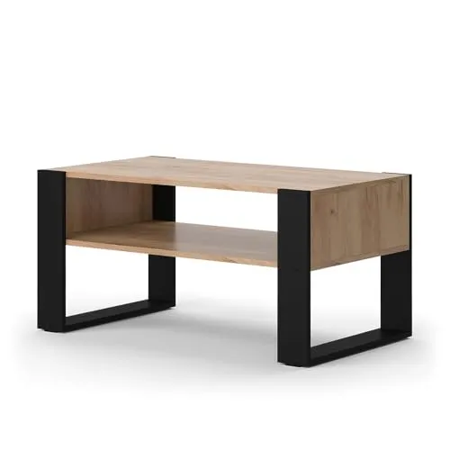 Vicco Couchtisch Olli, Goldkraft Eiche/Schwarz, 92 x 52,4 cm