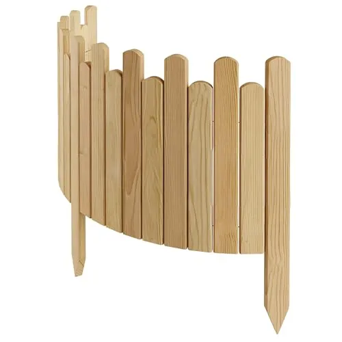 Floranica Beeteinfassung Rasenkante 40 cm - Flexibler Gartenzaun aus Kiefernholz - Rasenkanten: Robuster und flexibler Rollborder aus hochwertigem Kiefernholz, einfach zu installieren und ideal für kreative Gartenumgestaltungen.