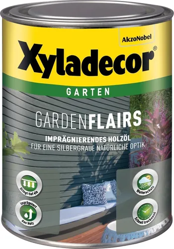 Xyladecor Holzöl GardenFlairs 1,0l – Seidenmatt in Sand Grau - Lacke für außen, dringt tief ein und bietet hervorragenden Schutz gegen Wetter, Wasser und UV-Strahlen. Ideal für Holzdecks, Zäune und Terrassen.