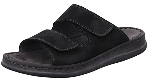 Rohde Herren Pantoletten Clogs Alassio 6240 - Schwarz, Größe 45 EU - Hochwertige Nubukleder Pantoletten für Herren, ideal für Sommer und Freizeit. Mit verstellbarem Klettverschluss und rutschfester Sohle für optimalen Komfort und sicheren Halt.