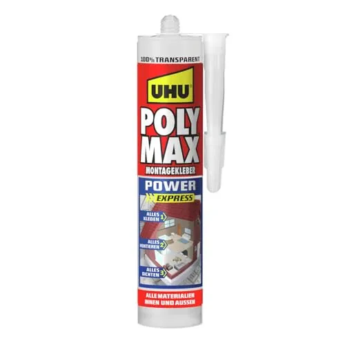 UHU POLY MAX POWER Montagekleber transparent, Kartusche 300g
