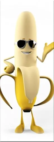 artissimo, Glasbild, 30x80cm, AG9400A, Sweet banana, lustiges Küchenbild hochkant, Bild aus Glas, moderne Wanddekoration aus Glas, Wandbild Wohnzimmer modern