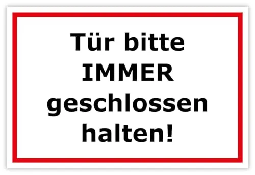 Produktbild Aufkleber Hinweis „Tür bitte IMMER geschlossen halten!“ 30x20 cm