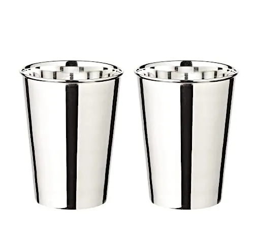 EDZARD Gläser-Set Mido, edel versilbert - Elegantes Gläser-Set aus Messing mit 250 ml Fassungsvermögen, ideal für festliche Anlässe und stilvolle Getränkepräsentation.
