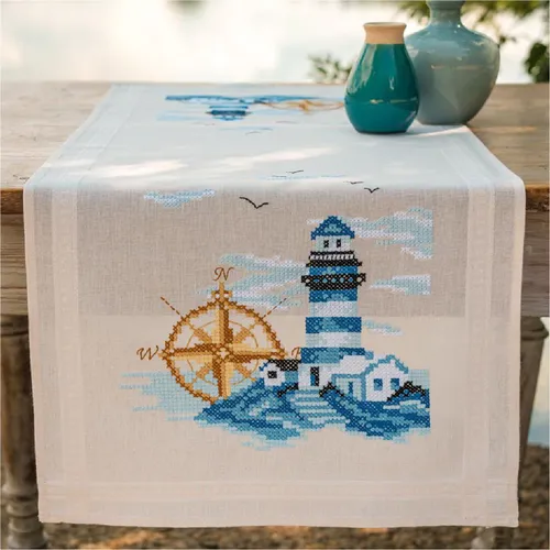 Tischläufer Kreuzstich Stickpackung Navy, 40x100cm
