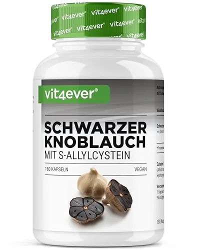 Schwarzer Knoblauch 15:1 Extrakt - 180 Kapseln - Pflanzliches Ergänzungsmittel Knoblauch: Hochdosierter 15:1 Extrakt mit S-Allylcystein, geruchslos und vegan, für optimale Gesundheit und Wohlbefinden.