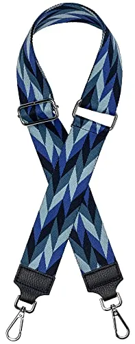 Caspar BSG04 breiter Leder/Textil Schultergurt mit silberfarbenem Karabiner für Handtaschen, Farbe:blau, Accessoires:One Size