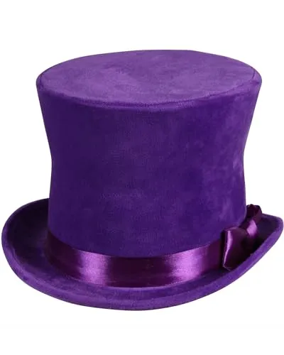Samtzylinder lila - Hutgröße 59-60 - Caps & Hüte - Edler Zylinder aus samtartigem Polyester, ideal für elegante Auftritte bei Kostümpartys, Hochzeiten oder Mottopartys. Mit glänzendem Satinband für einen besonderen Look.