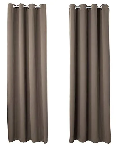 WOLTU 2er Set Gardinen mit Ösen, Verdunklungsvorhang für Wohnzimmer Schlafzimmer, Blickdicht, gegen Kälte und Hitze, 250g/m² Dicke, Taupe