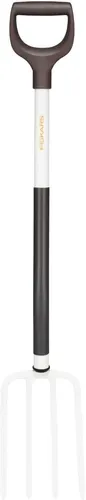 Fiskars Spatengabel WHITE 4 Stk - Gartenwerkzeuge: Robuste Spatengabel aus langlebigem Stahl mit rutschfestem SoftGrip-Griff für Komfort und Kälteschutz, ideal für kleine Gärten und beengte Bereiche.