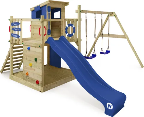 Wickey Spielturm Smart Camp – Kletterturm mit Rutsche, Schaukel & Spielhaus