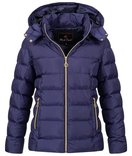 Rock Creek Damen Steppjacke D-489 Dunkelblau XL - Funktionsjacke, winddicht und atmungsaktiv mit abnehmbarer Kapuze, ideal für Freizeit und Outdoor-Aktivitäten.