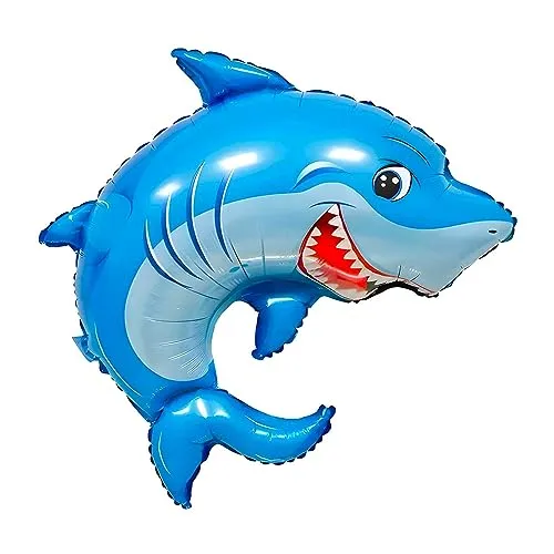 Großer blauer Haifisch Folienballon Tier, ca. 64 * 68 cm - Perfekt für Kindergeburtstage, Meeresthemen-Partys, Dekorationen, Überraschungen - Leicht aufzublasen und zu befestigen