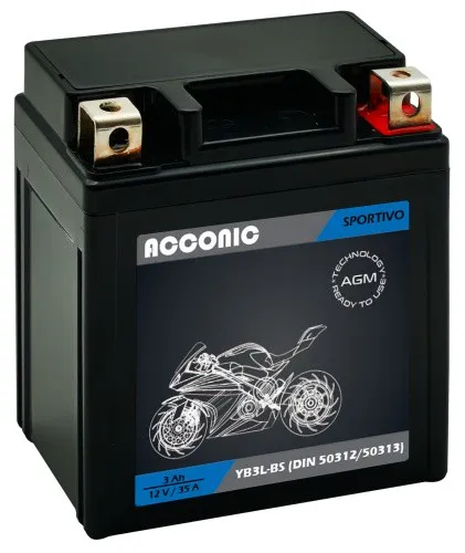 ACCONIC Sportivo AGM YB3L-BS Motorradbatterie 3 Ah 12V (DIN 50312/50313)