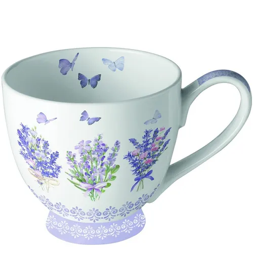 Ambiente Kaffee / Tee Porzellan Tasse groß 450 ml Lavendel / lovely lavender