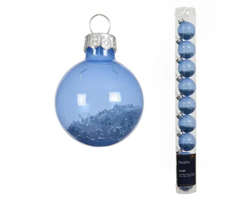 Kaemingk Weihnachtsbaumkugel, Weihnachtskugeln Glas 3cm mit Sternfüllung 9 Stk Himmelblau
