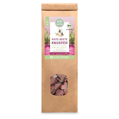 naftie Bio Leckerlies Rote Beete Knusper Hundekekse - nur für artige Hunde - vegane Hundeleckerli mit Dinkelvollkornmehl - handgebacken - 150g