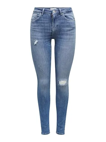 ONLY Damen Onlpower Life Mid Push Sk Dt Rea264 Noos Jeans - Stylische Skinny Fit Jeans aus extra dehnbarem Denim für ultimativen Komfort, mit Push-up Details und modernem Look. Ideal für jede Gelegenheit!