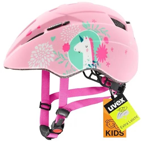 uvex Kid 2 cc Kinder-Helm - Pink Unicorn - Individuell anpassbar - Fahrradhelm für Kinder, leicht und sicher, mit verstellbarem System für perfekten Sitz und optionalem LED-Licht für mehr Sichtbarkeit.