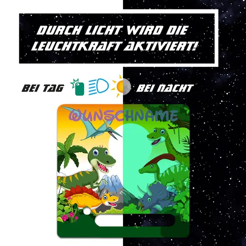Dinos Folie Nachtleuchtend mit Wunschname für Toniebox Aufkleber Kinder Y031-34