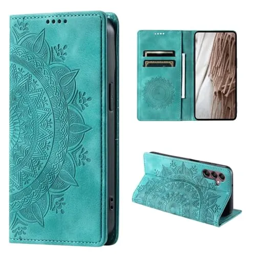 CoverKingz Handyhülle für Samsung Galaxy S24+ - Handytasche mit Kartenfach Standfunktion Cover - Handy Hülle klappbar Motiv Mandala Grün