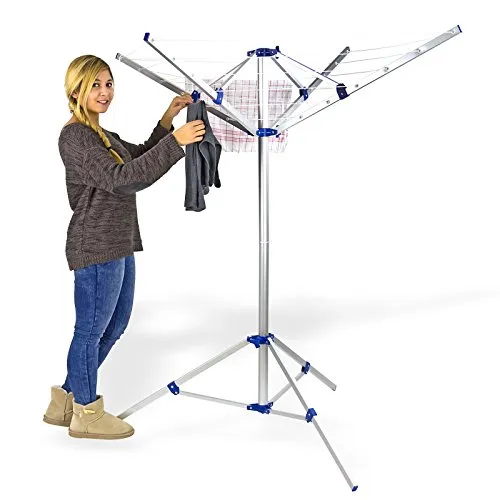 DEMA Mobile Wäschespinne Nizza – Praktische klappbare Wäschespinne für Garten und Balkon - Wäscheständer mit 16 m Wäscheleine, wetterfest und stabil, ideal für den Garten, Terrasse oder Balkon – leicht und platzsparend zusammenklappbar.