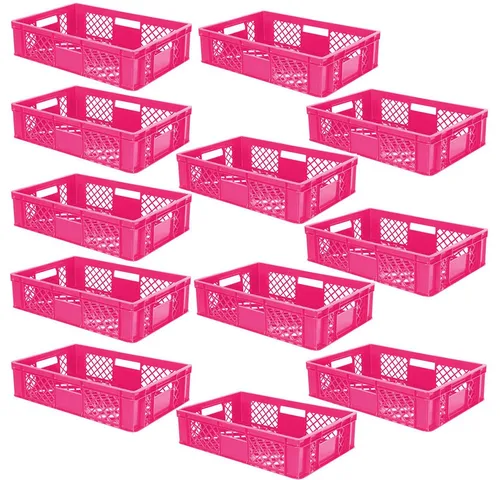 BRB-Lagertechnik Stapelbox 12x Eurobehälter - Stapelbox 600x400x150 mm, robust und lebensmittelecht, ideal für sicheres Lagern und Transportieren von Waren, inkl. optimale Luftzirkulation und hygienische Reinigung.