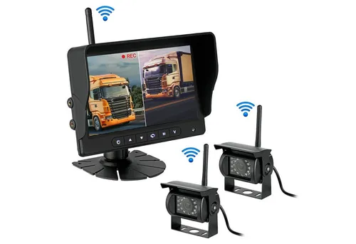 CARMATRIX HD Funk Rückfahrsystem Digital für LKW und Wohnmobil - Quad AHD-Funk-Rückfahrsystem mit 7